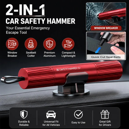 Car Emergency Hammer - Window Breaker & Seatbelt Cutter