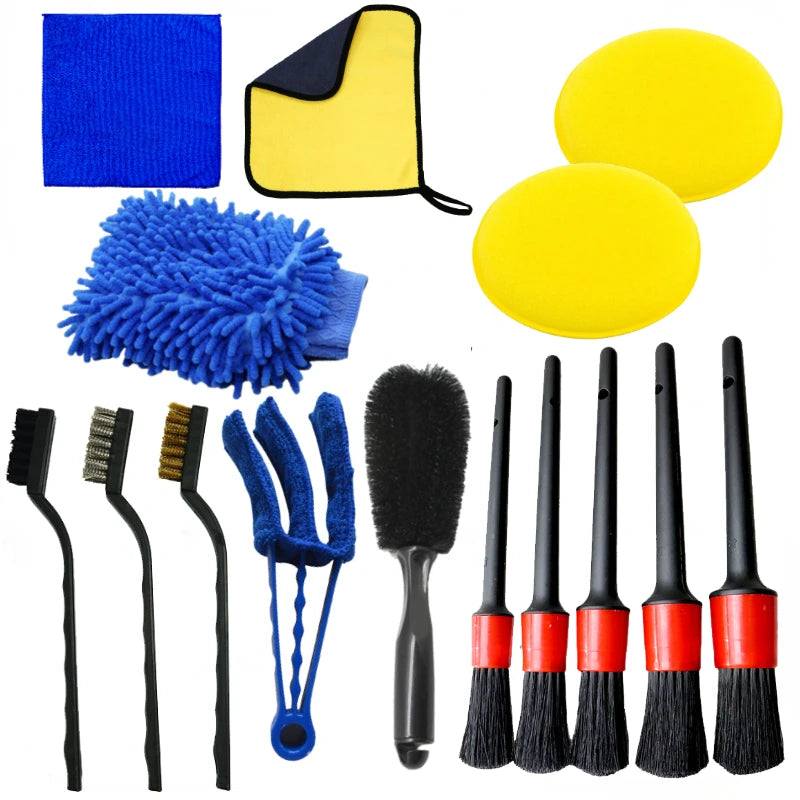 Car Detailing Brush Set – 15-Piece Auto Cleaning Kit for Vents, Gaps & Wheels