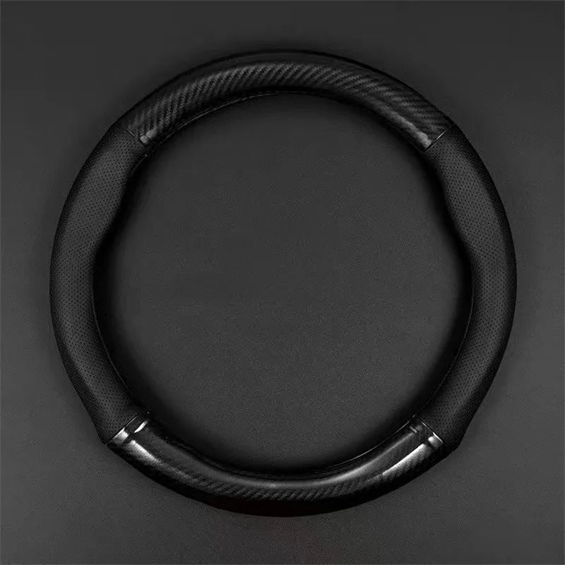 Carbon Fiber Steering Wheel Cover – Leather Anti-Slip