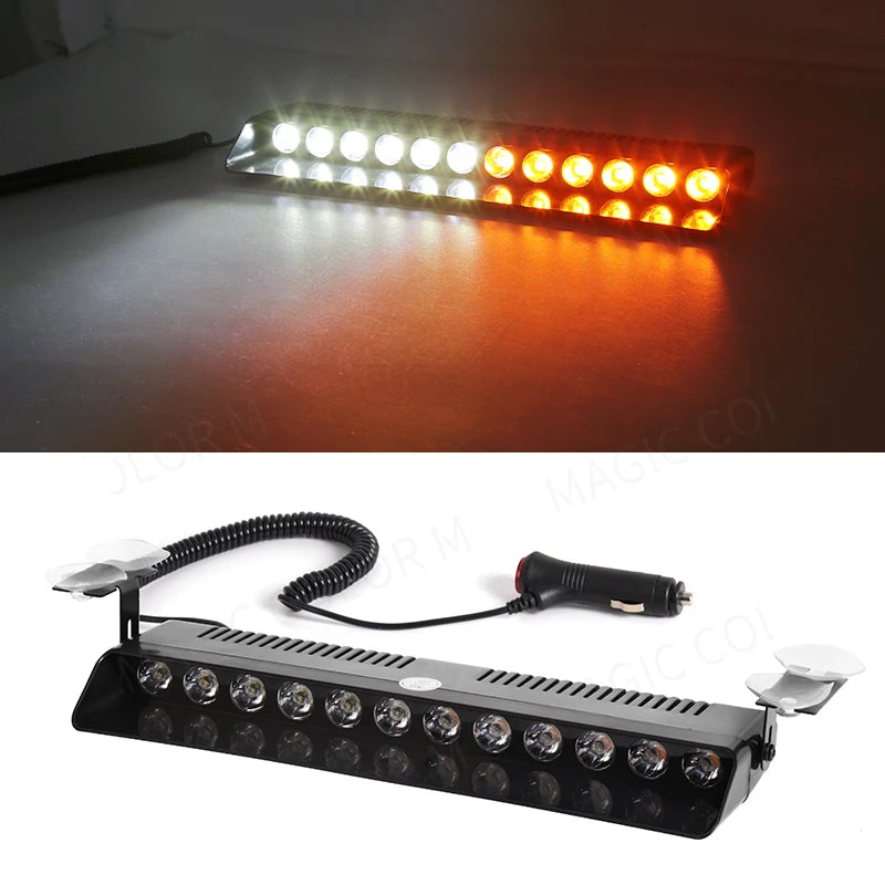 12 LED Car Strobe Warning Light – 12V Waterproof Flash Beacon