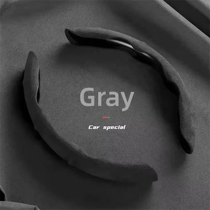 Suede Leather Steering Wheel Cover – Anti-Slip 38cm