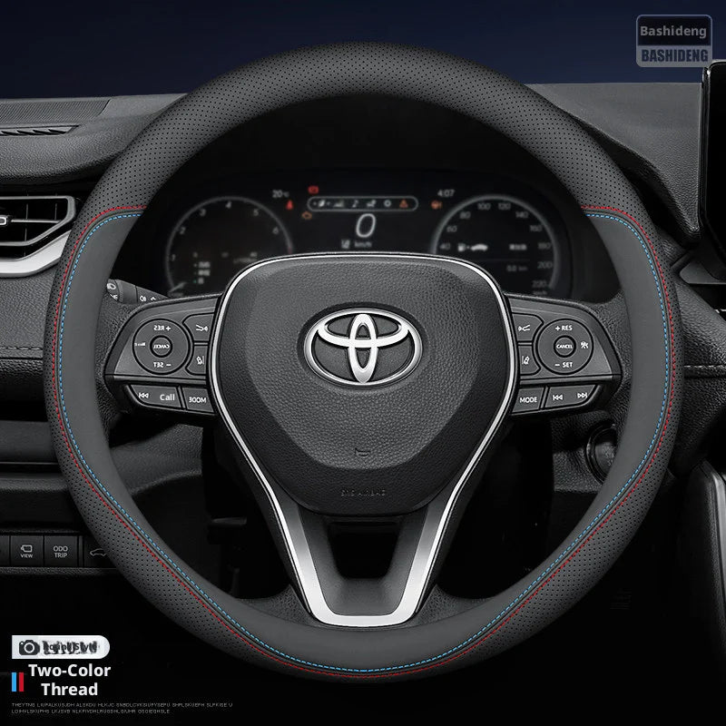 Leather Steering Wheel Cover – Multi-Color Stitching