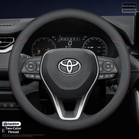 Leather Steering Wheel Cover – Multi-Color Stitching