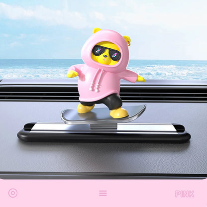 Skateboard Bear Car Dashboard Ornament – Magnetic Number Plate Decoration