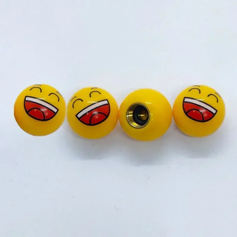 4Pcs/Set Smiley Ball Tire Valve Caps