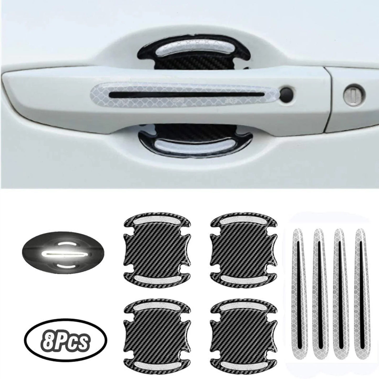 Car Door Handle Reflective Protection Sticker Set – 8 Pcs Anti-Scratch