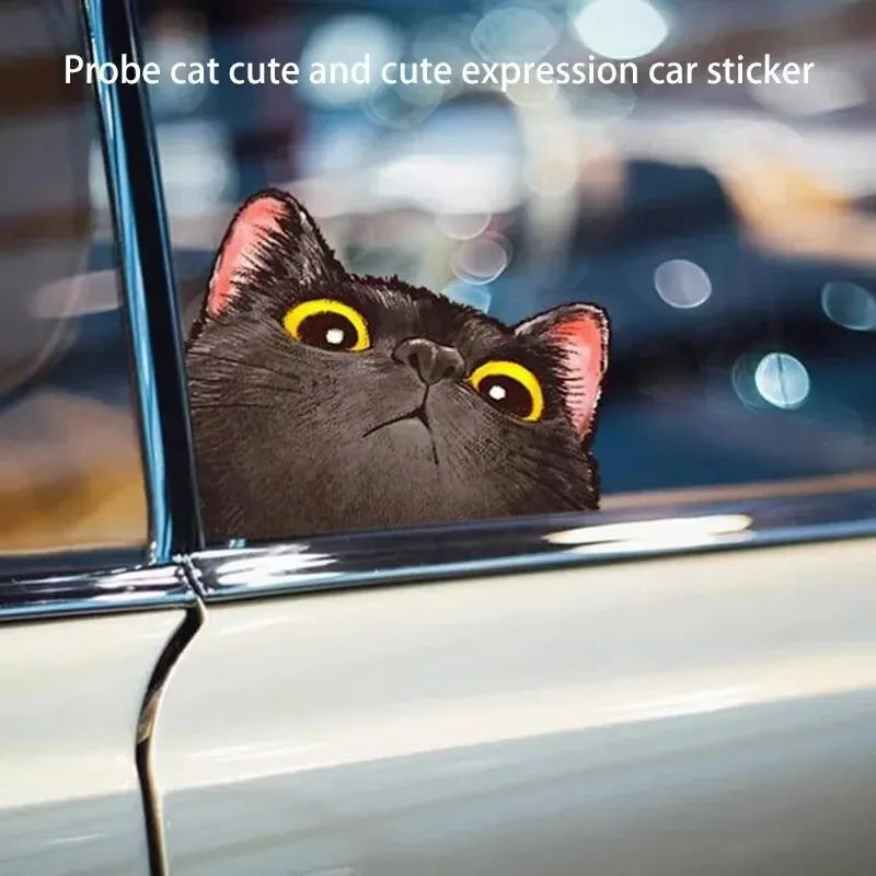 Peeking Cat Car Sticker – Funny Waterproof Decal for Cars & Laptops