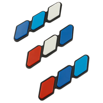 3D Tri-Color Front Grille Emblem Sticker – Car Badge Decal