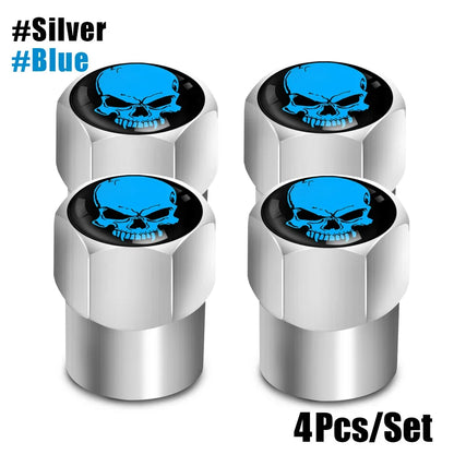 4Pcs/Set Skull Tire Valve Stem Cap