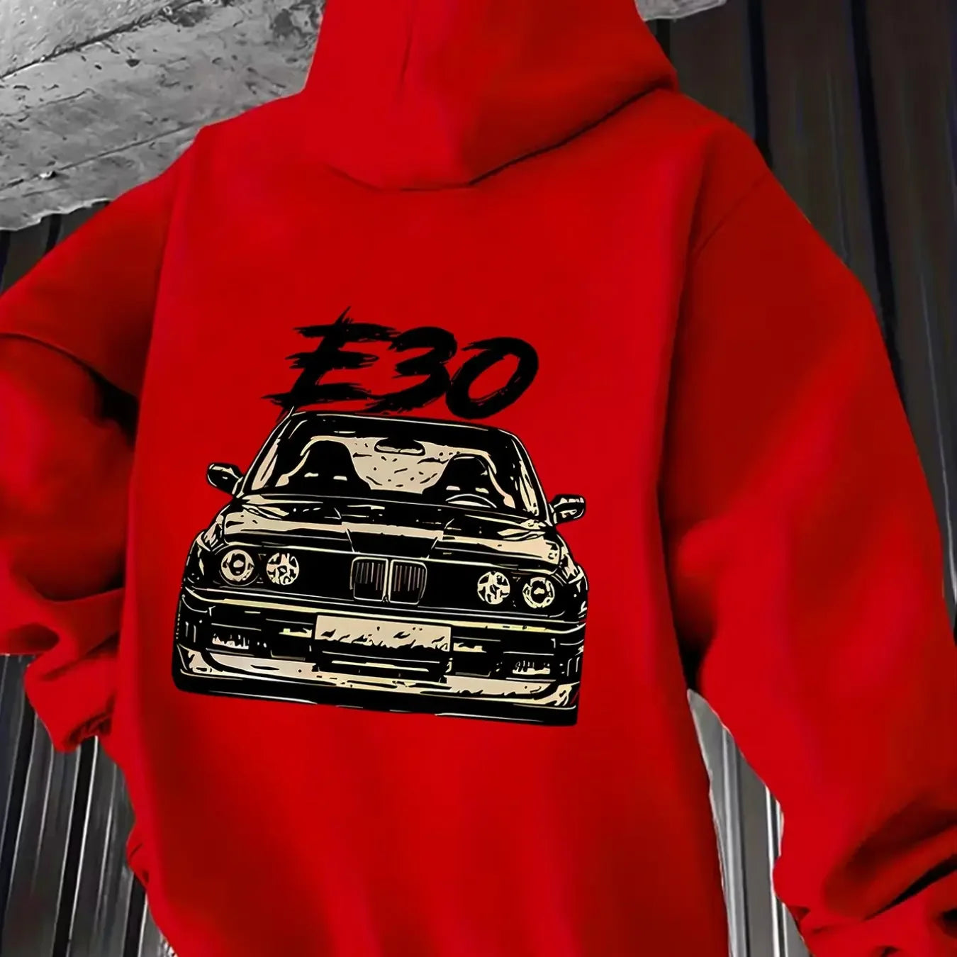 Oversized Classic Car Print Hoodie