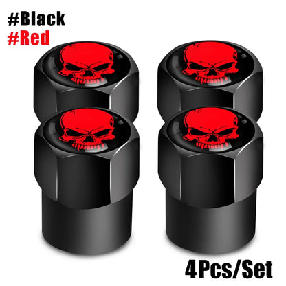 4Pcs/Set Skull Tire Valve Stem Cap