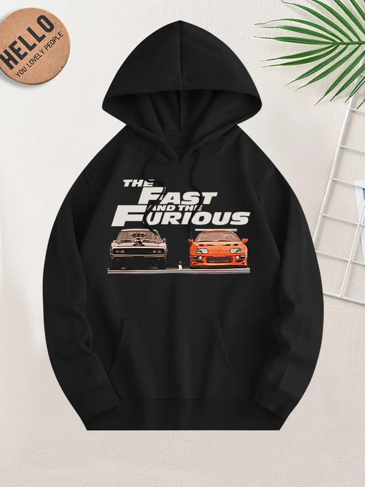Racing Car Print Hoodie – Unisex Fleece Pullover