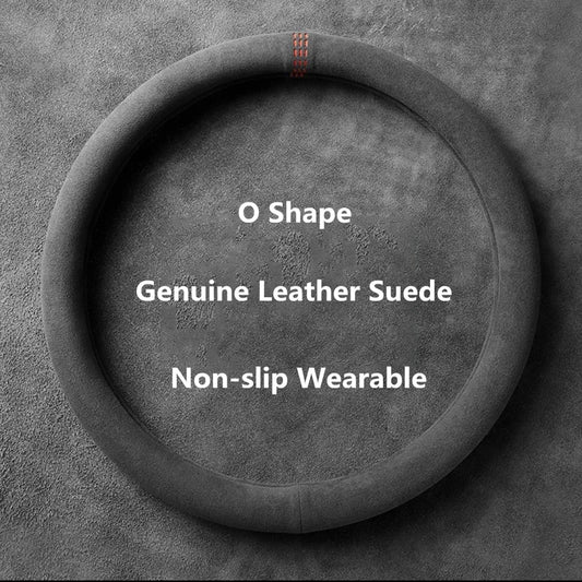 Suede Steering Wheel Cover – Universal 37–38cm, D & O Shape