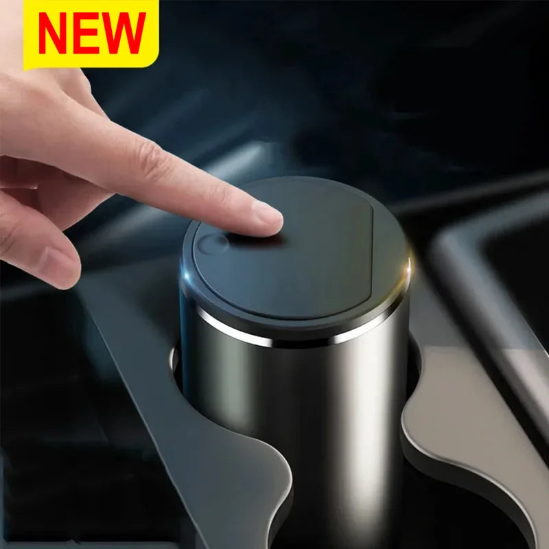 Car Trash Bin – Alloy Press-Type Garbage Can for Car & Desktop