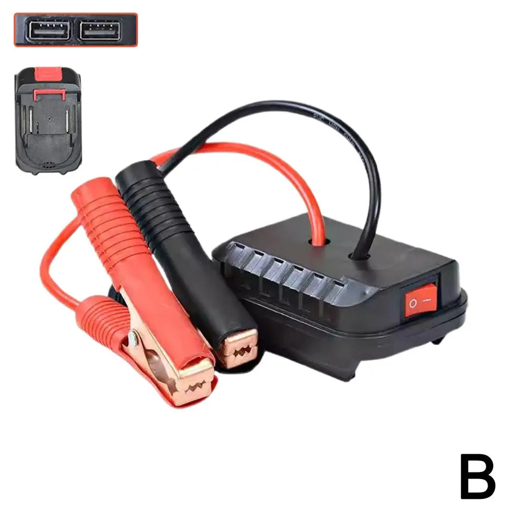 Car Jump Starter Adapter – Tool Battery Converter with Booster Clips & USB