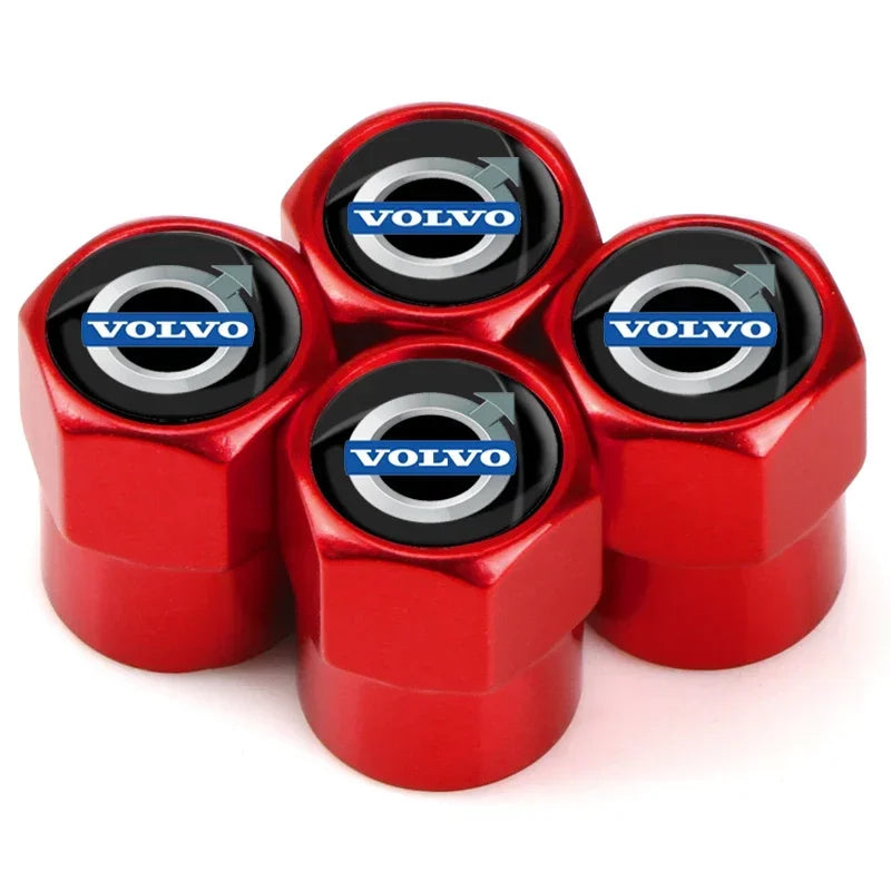 Metal Car Tire Valve Caps – 4pcs, 8 Colors, Round & Hex Style