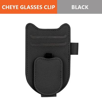 Magnetic Sun Visor Glasses Holder - Leatherette Clip Mount