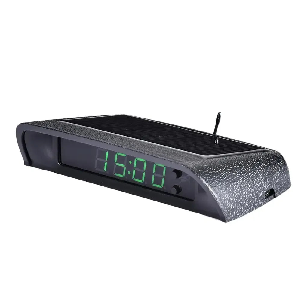 Solar Car Clock Stick-On Digital Watch 24H Auto Brightness