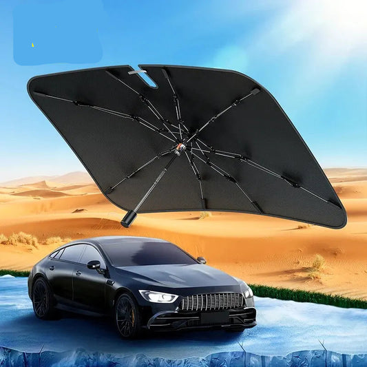 Car Windshield Sun Shade – Glass Fiber Rib | Hemmed Edges | 142x75cm