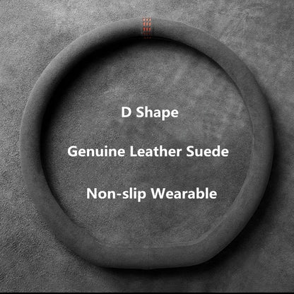 Suede Steering Wheel Cover – Universal 37–38cm, D & O Shape