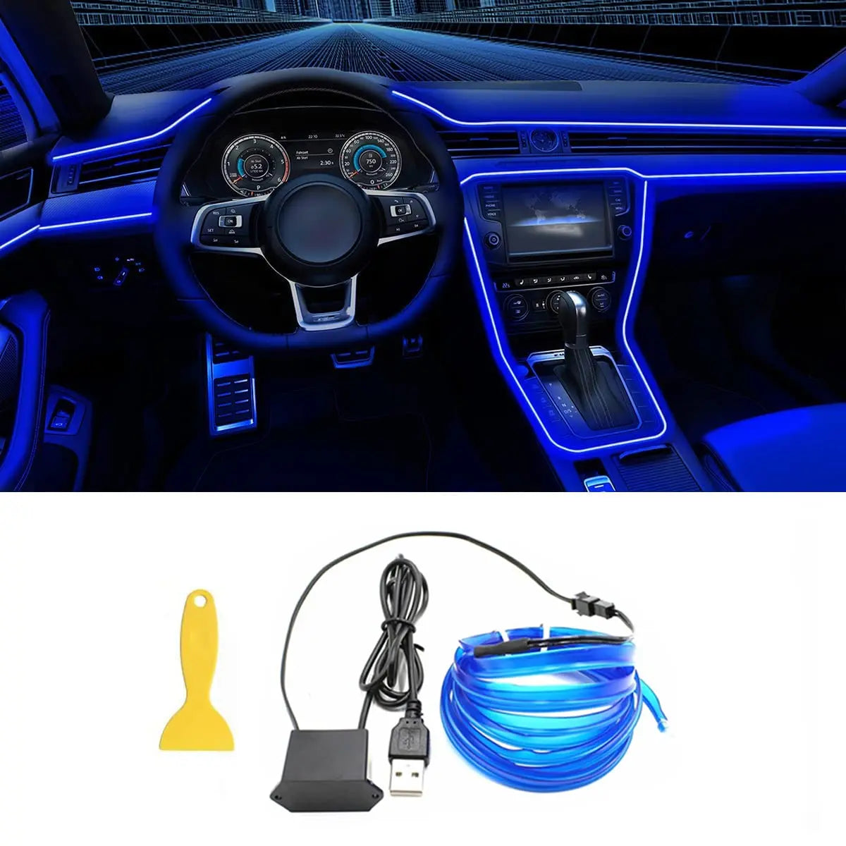 5m Neon EL Wire Car Interior Light – USB Ambient Atmosphere Strip (DIY)
