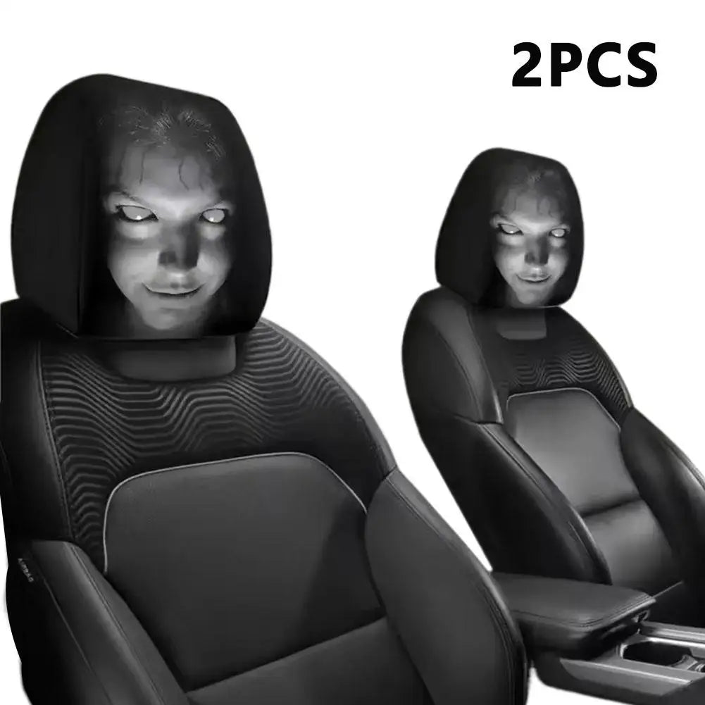 Car Headrest Pillowcase - Smiley Face Print Washable Polyester Cushion Cover Set of 2