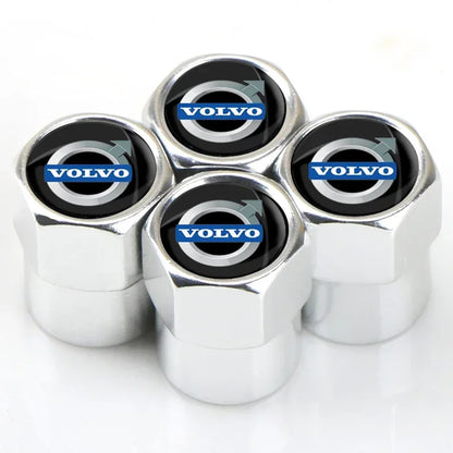 Metal Car Tire Valve Caps – 4pcs, 8 Colors, Round & Hex Style