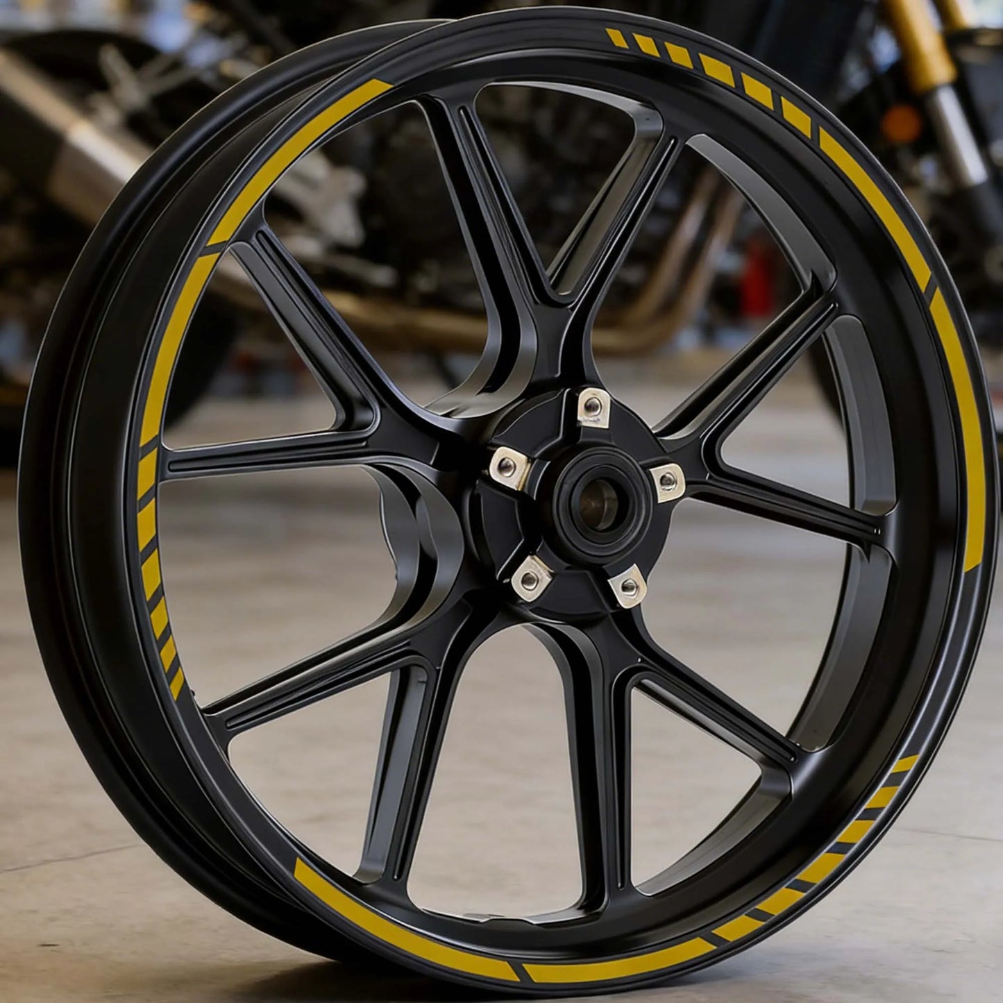 Motorcycle Wheel Rim Stickers – Racing Stripe Vinyl Decals for 15–19" Rims