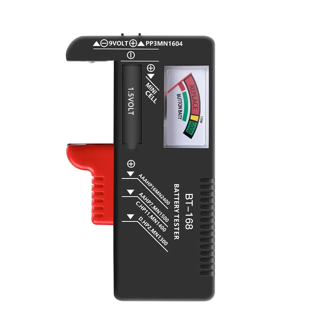 Universal Battery Tester – Analog Color-Scale Checker AA AAA C D 9V Button Cell