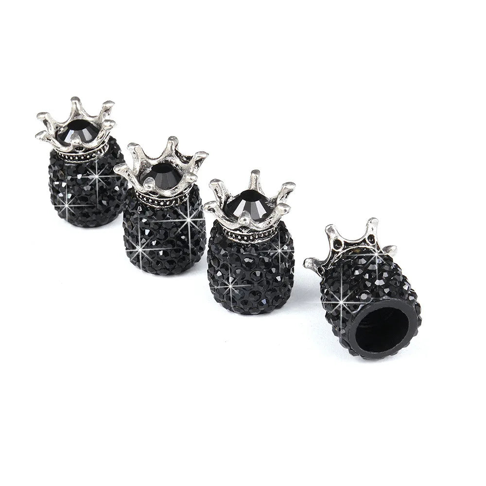 4Pcs Diamond Crown Car Tire Valve Caps