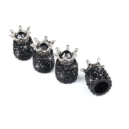 4Pcs Diamond Crown Car Tire Valve Caps