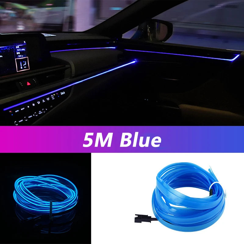 5m Neon EL Wire Car Interior Light – USB Ambient Atmosphere Strip (DIY)