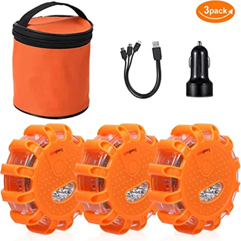 LED Road Flares - Rechargeable Magnetic Emergency Lights