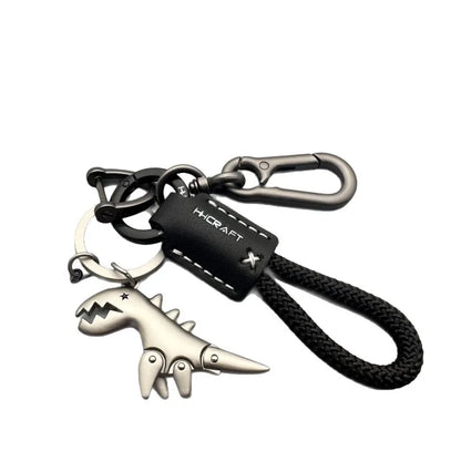Leather Woven Rope Car Keychain with Metal Pendant – Handbag Charm