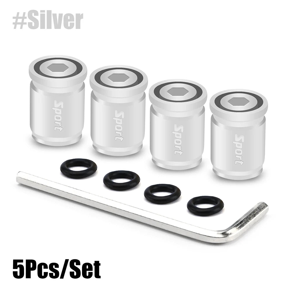 Zinc Alloy Anti-Theft Tire Valve Caps – Sport Car Wheel Stem Covers (5pcs)
