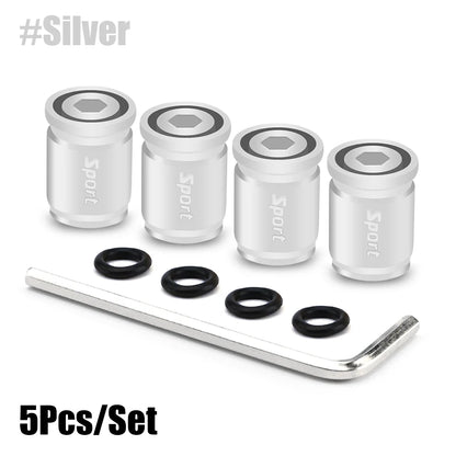 Zinc Alloy Anti-Theft Tire Valve Caps – Sport Car Wheel Stem Covers (5pcs)