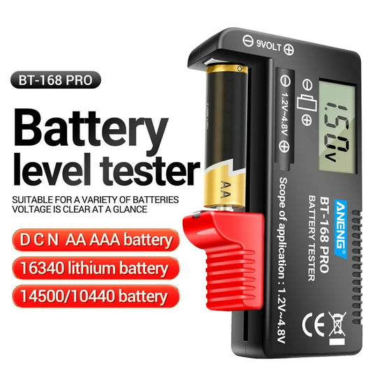 Digital Battery Tester – Universal LCD Capacity Checker AA AAA Lithium 9V