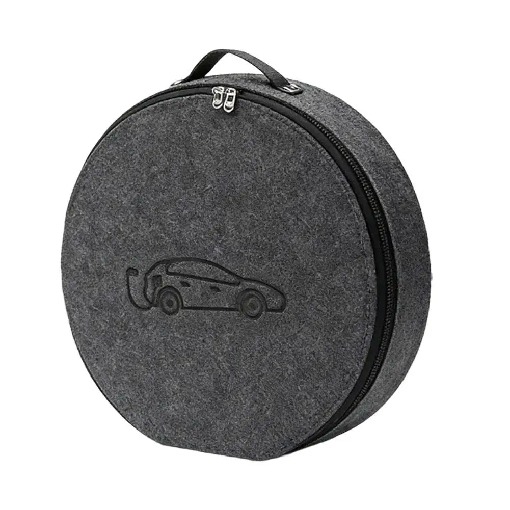 EV Charging Cable Storage Bag – Leather & Felt, Square & Round