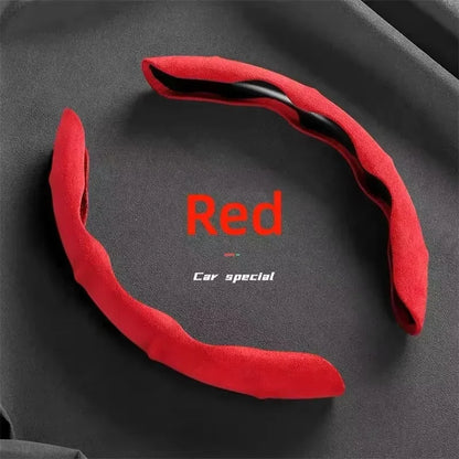 Suede Leather Steering Wheel Cover – Anti-Slip 38cm