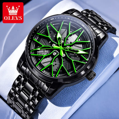Luxury Skeleton Wheel Design Quartz Watch