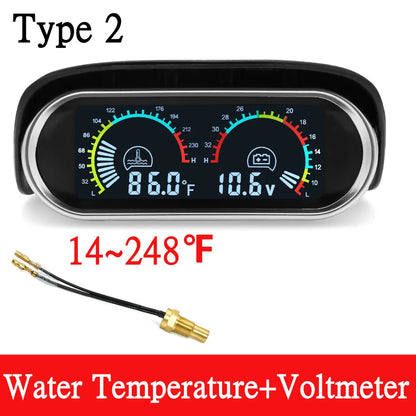 2-in-1 Car LCD Water Temp Gauge & Voltmeter 12V/24V
