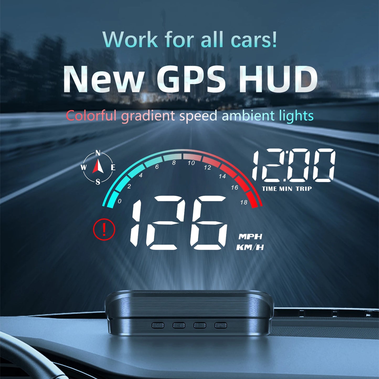 M22 Car HUD – GPS+Beidou Windshield Projector Digital Speedometer