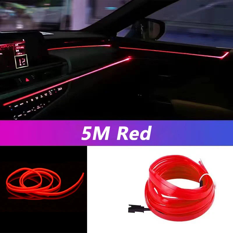 5m Neon EL Wire Car Interior Light – USB Ambient Atmosphere Strip (DIY)