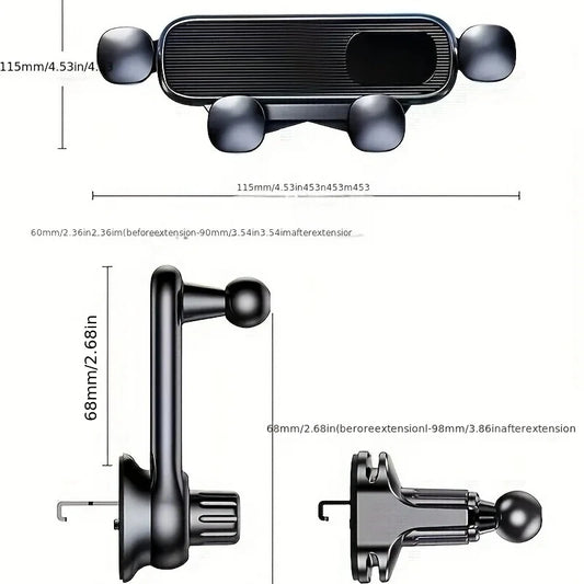 Gravity Air Vent Phone Mount - Foldable 360 Rotating Holder