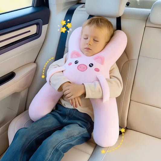 Kids Car Sleeping Pillow – Cartoon Headrest & Lumbar Support