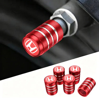 Aluminum Knurled Car Tire Valve Caps – 4pcs, Red & Black