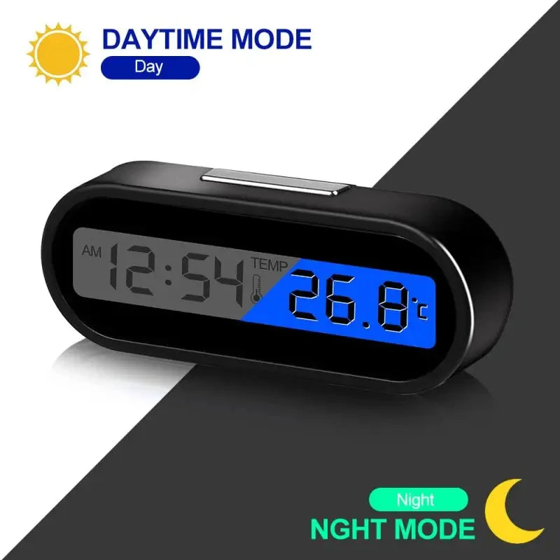 Mini Car Clock Thermometer – LCD Digital Display with Blue Backlight
