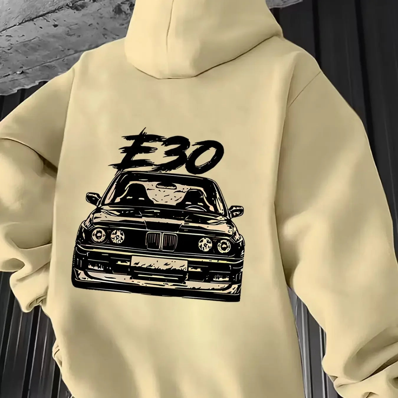 Oversized Classic Car Print Hoodie