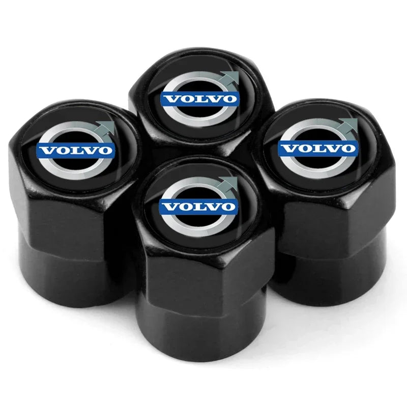 Metal Car Tire Valve Caps – 4pcs, 8 Colors, Round & Hex Style