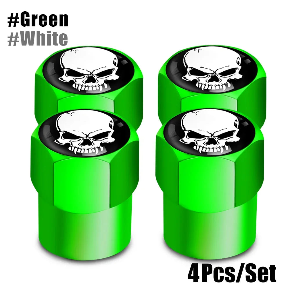 4Pcs/Set Skull Tire Valve Stem Cap